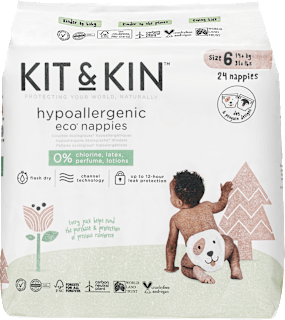 Hypoalergénne plienky, veľkosť 6, pre deti s hmotnosťou od 14 kg KIT&KIN