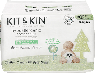 Hypoalergénne plienky, veľkosť 2, pre deti s hmotnosťou 4 – 8 kg KIT&KIN
