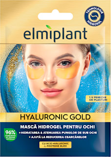 Mască hidrogel pentru ochi cu acid hialuronic și proteine aurii Elmiplant