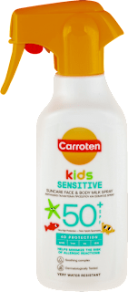 kids SENSITIVE mleko za zaštitu od sunca u spreju, SPF50+  Carroten