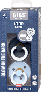 Colour noční dudlík z přírodního kaučuku Iron/BabyBlue, 6-18 měsíců BIBS
