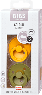 Colour dudlík z přírodního kaučuku HoneyBee/Olive, 6-18 měsíců BIBS