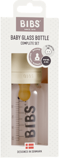 Set complet biberon 110 ml din sticlă anti-colici Ivory BIBS