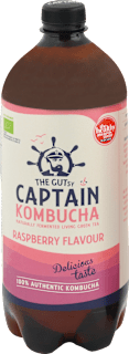 Bio jemne perlivý fermentovaný nápoj zo zeleného čaju Raspberry THE GUTSY CAPTAIN company