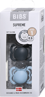 Ortodontska duda Supreme, silikon - Blue 0-6m BIBS