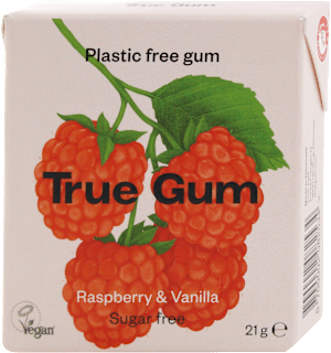 Chewing gum senza zucchero al lampone e vaniglia True Gum