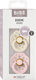 Schnuller Boheme Latex rund, creme/rosa, Gr.1, von Geburt an BIBS