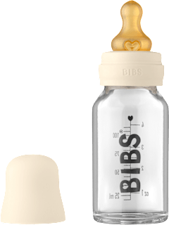 Set complet biberon 110 ml din sticlă anti-colici Ivory BIBS