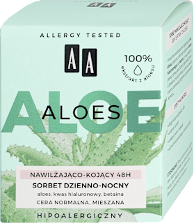 Aloes 100% aloe vera extract Sorbet nawilżająco-kojący 48h dzień/noc AA