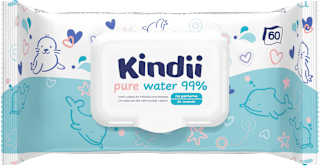 Chusteczki nawilżane dla niemowląt i dzieci Pure Water 99% Kindii