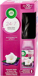 Komplet automatycznego odświeżacza powietrza Księżycowa Lilia Otulona Satyną  AIR WICK