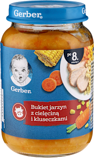 Obiadek bukiet jarzyn z cielęciną i kluseczkami  Gerber