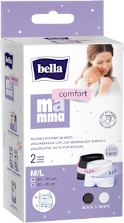 Wöchnerinnenslip Gr. M/L 85 - 115 cm comfort, schwarz + weiß bella mamma