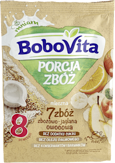 Kaszka mleczna 7 zbóż wieloowocowa po 8 miesiącu Porcja Zbóż Bobovita