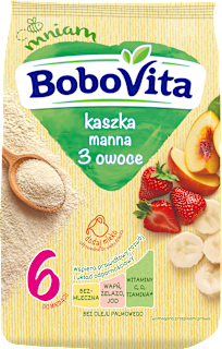 Kaszka manna 3 owoce po 6. miesiącu Bobovita