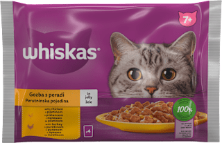Mokra hrana za mačke s perutnino, 7+ let, 4x85 g	 whiskas