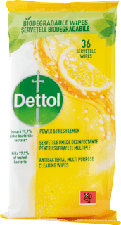 Antibakteriálne viacúčelové utierky Power & fresh, Citrón a limeta Dettol
