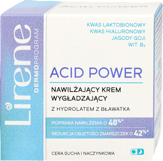 ACID POWER Nawilżający krem wygładzający do cery suchej i naczynkowej  Lirene