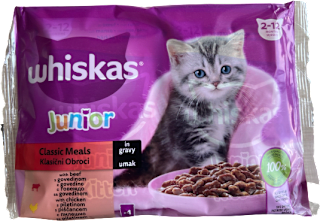 Mokra hrana za mačje mladiče Classic Meals Junior, 4x85g whiskas