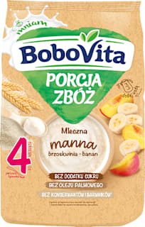 Kaszka manna mleczna brzoskwinia - banan po 4 miesiącu Porcja Zbóż Bobovita