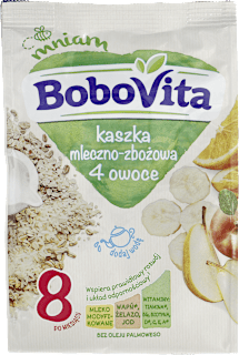 Kaszka mleczno-zbożowa 4 owoce, po 8 miesiącu Bobovita