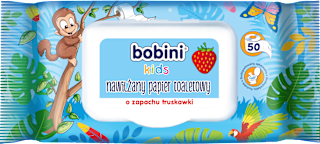 Papier toaletowy nawilżany Kids o zapachu truskawki bobini kids