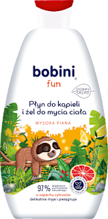 Płyn do kąpieli i żel do mycia o zapachu cytrusów Wysoka Piana  bobini fun