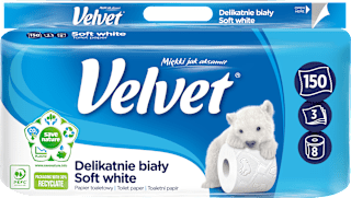 Papier toaletowy Soft White (3 warstwy, 8x150 listków) Velvet