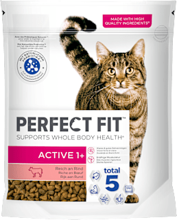 Trockenfutter Katze active 1+ mit Rind, Adult PERFECT FIT