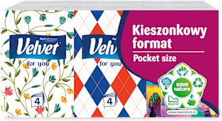 Chusteczki higieniczne, kieszonkowy format, 6x7 szt., 4 warstwy Velvet