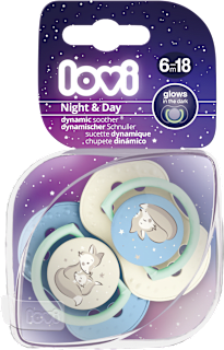 Smoczek silikonowy dynamiczny 6-18 m Night & Day Boy LOVI