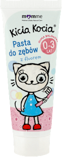 ŻELOWA PASTA DO ZĘBÓW DLA DZIECI 0-3 O SMAKU GUMY BALONOWEJ Z FLUOREM Kicia Kocia