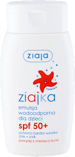 Emulsja do opalania dla dzieci wodoodporna, SPF 50+ Ziaja