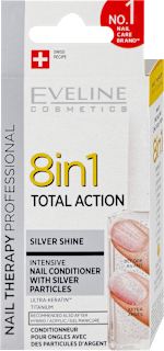 8u1 TOTAL ACTION - lak za negu noktiju - srebrne šljokice  EVELINE COSMETICS