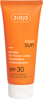 Emulsja do twarzy i ciała fotostablina, wodoodporna SPF 30 sopot sun ziaja