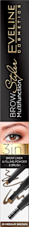 Svinčnik za obrvi Brow Styler 3 v 1, 01 Medium Brown EVELINE COSMETICS