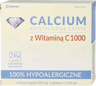 Calcium krystalicznie czyste z witaminą C 1000 saszetki UNIPHAR