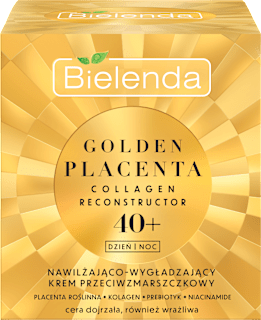 Nawilżająco - wygładzający krem przeciwzmarszczkowy 40+, dzień/noc, Golden Placenta Collagen Reconstructor  Bielenda