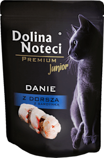 Mokra karma dla kota Junior, danie z dorsza z sardynką Dolina Noteci Premium