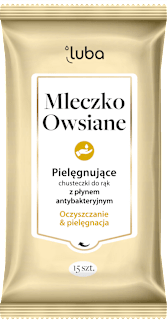 Chusteczki pielęgnujące do rąk z płynem antybakteryjnym Mleczko Owsiane luba