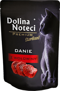 Mokra karma dla kotów sterylizowanych danie z wołowiny Dolina Noteci Premium