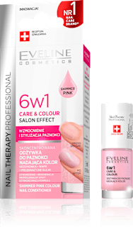 Nail Therapy Care & Colour Salon Effect 6u1 lak za nokte – Shimmer Pink  EVELINE COSMETICS