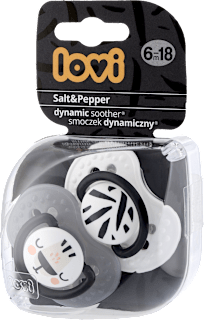 Smoczek silikonowy dynamiczny 6-18m Salt&Pepper LOVI
