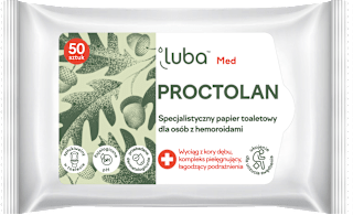 Specjalistyczny papier toaletowy nawilżany dla osób z hemoroidami Proctolan luba