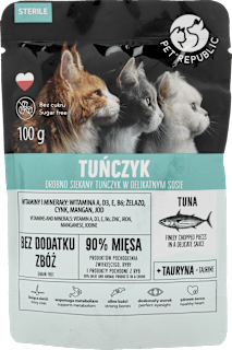 Mokra karma dla kota Steril, fileciki z tuńczykiem, saszetka PetRepublic