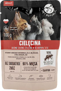 Mokra karma dla kota Adult, fileciki z cielęciną, saszetka PetRepublic