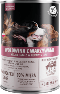 Puszka dla psa kawałki w sosie z wołowiną i warzywami  PetRepublic