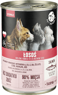 Mokra karma dla kota Steril, kawałki w sosie z łososiem, puszka PetRepublic