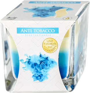 ANTI TOBACCO - sveća u kvadratnom staklu Aura Fragrances Candles