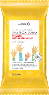 Chusteczki oczyszczające do rąk z płynem antybakteryjnym dla dzieci luba